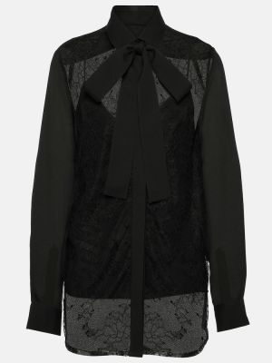Bluză de mătase din dantelă Elie Saab negru