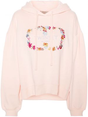 Pamučna hoodie s kapuljačom Twinset ružičasta