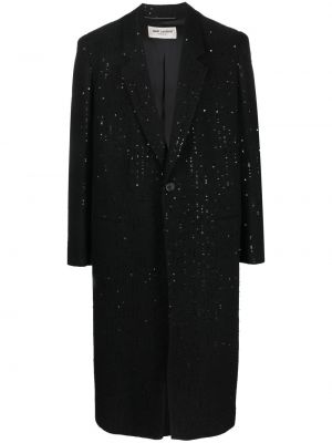 Palton cu paiete din tweed Saint Laurent negru