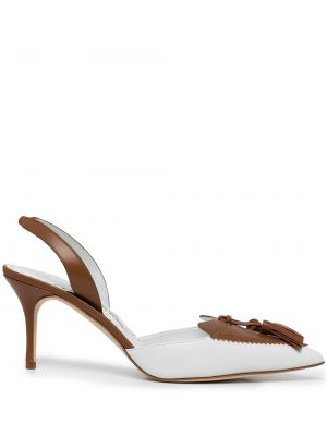 Slingback stropper pumper Manolo Blahnik hvit