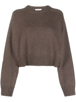 Sweter wełniany z kaszmiru Loulou Studio brązowy