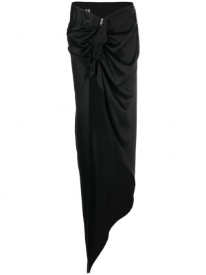 Svileno dolgo krilo z draperijo Rick Owens črna