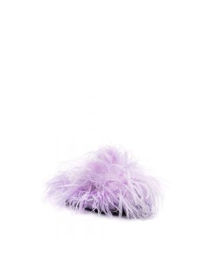 Sandalias de cuero con plumas de plumas The Attico violeta