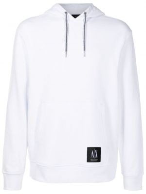 Pamučna hoodie s kapuljačom Armani Exchange bijela