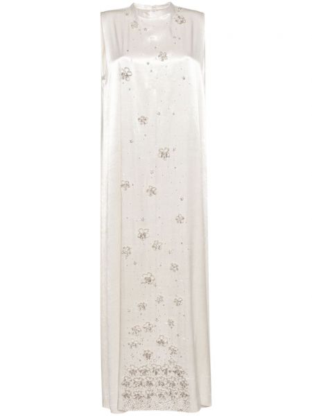 Rochie de cocktail fără mâneci cu model floral Shatha Essa argintiu