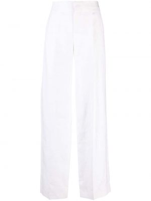 Lněné kalhoty relaxed fit Chloé bílé