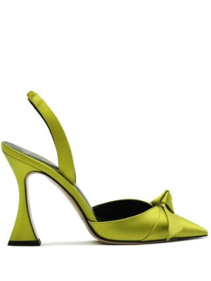 Сатенени полуотворени обувки с отворена пета Alexandre Birman зелено