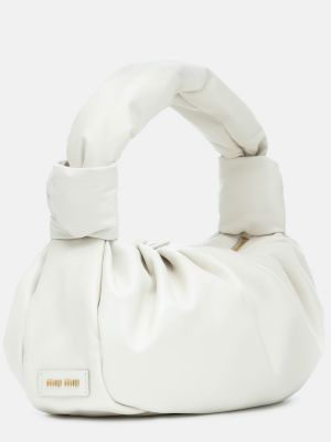 Kožená nákupná taška Miu Miu biela