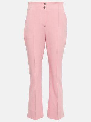 Hlače ravnih nogavica visoki struk Veronica Beard ružičasta