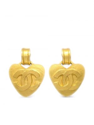 Naušnice s uzorkom srca Chanel Pre-owned zlatna