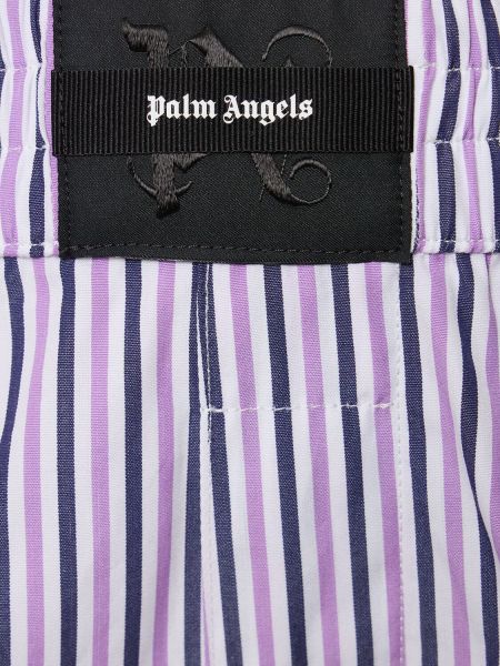 Памучни шорти на райета Palm Angels виолетово