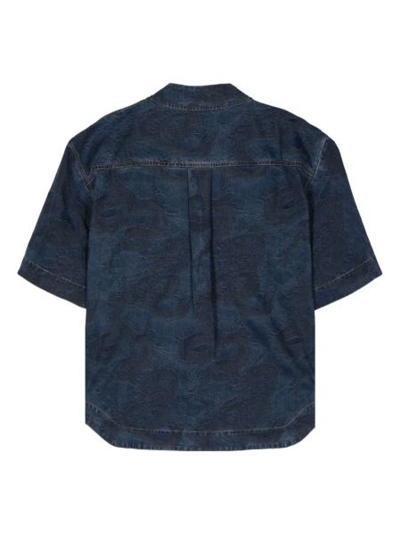 Žakárová džínová košile Feng Chen Wang modrá