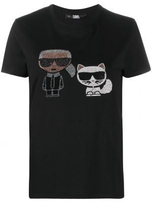 Camiseta con apliques Karl Lagerfeld negro