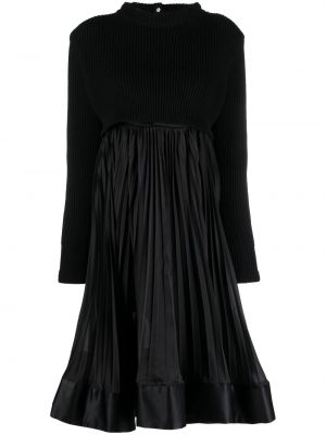 Plisované midi šaty Sacai černé