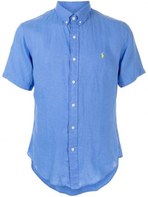 Ленена риза Polo Ralph Lauren синьо