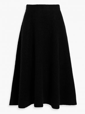 Черная кашемировая шелковая юбка миди Adam Lippes