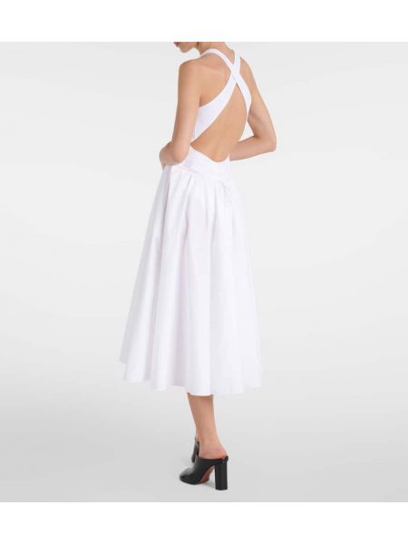 Βαμβακερή μίντι φόρεμα Alaia λευκό