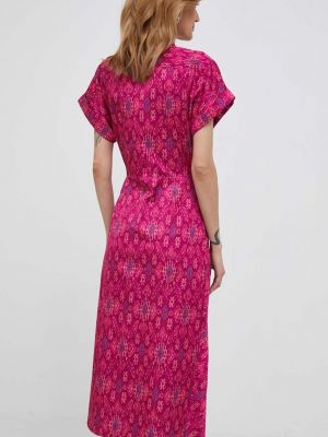 Midi šaty Lauren Ralph Lauren růžové