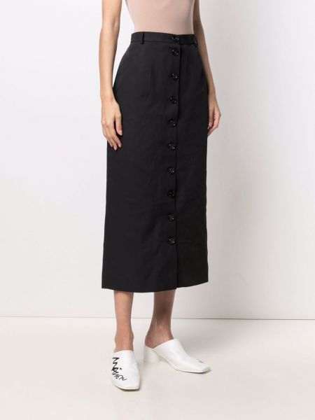 Midi sukně s knoflíky Raf Simons černé