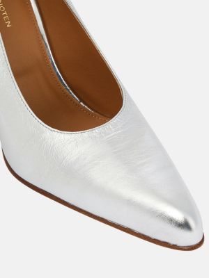 Pantofi cu toc din piele Dries Van Noten argintiu