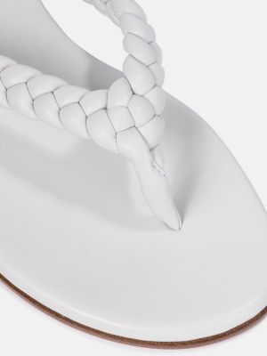 Usnjene usnjene salonarji iz semiša Gianvito Rossi bela
