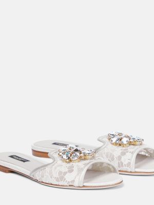 Čipkované sandále Dolce&gabbana biela