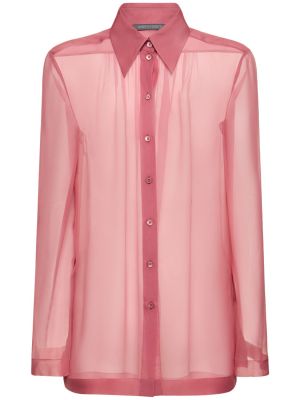 Drapiruota šifono marškiniai Alberta Ferretti rožinė