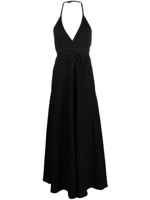 Ленена вечерна рокля Forte_forte черно