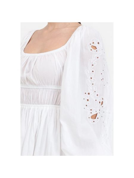 Mini vestido de algodón con mangas globo Pinko blanco