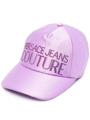 Haftowana czapka z daszkiem Versace Jeans Couture fioletowa