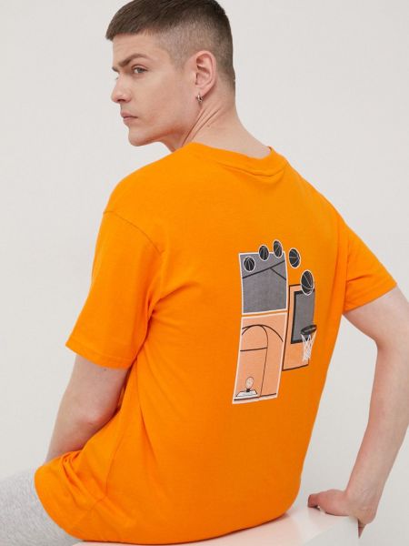 Fila t-shirt bawełniany kolor pomarańczowy gładki