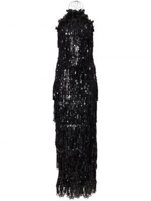 Czarna sukienka koktajlowa z cekinami Carolina Herrera