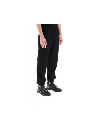 Haftowane spodnie sportowe bawełniane Fendi czarne