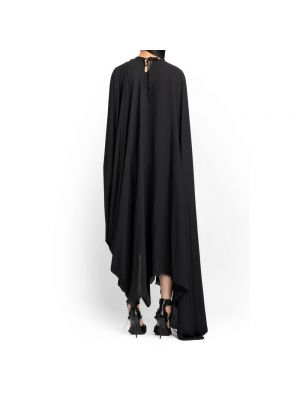 Vestido con mangas globo asimétrico drapeado Balenciaga negro