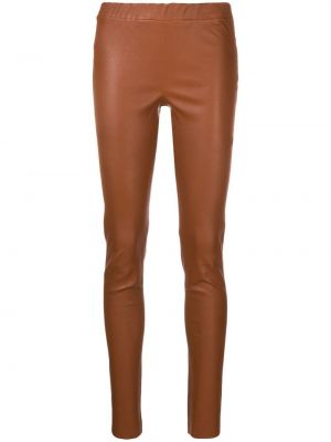 Кожаные брюки Arma - коричневый