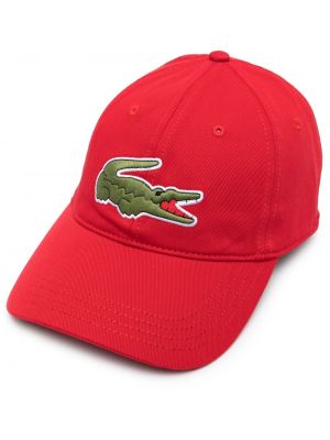 Haftowana czapka z daszkiem Lacoste czerwona