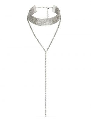 Křišťálový náhrdelník se síťovinou Jimmy Choo stříbrný