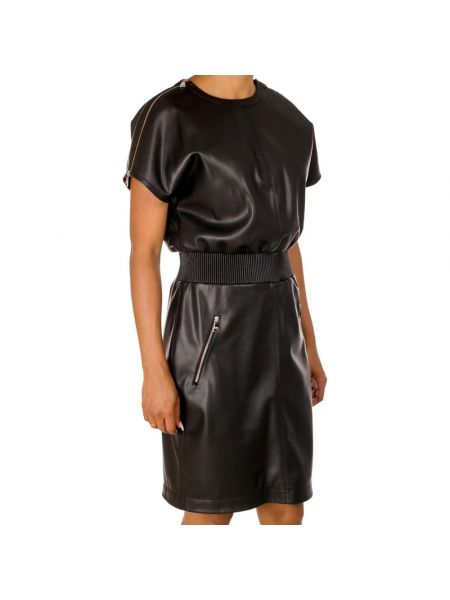 Mini vestido de cuero de cuero sintético elegante Karl Lagerfeld