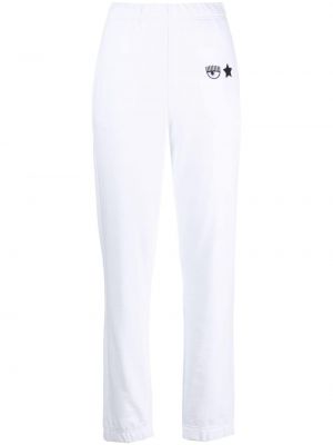 Памучни спортни панталони Chiara Ferragni бяло
