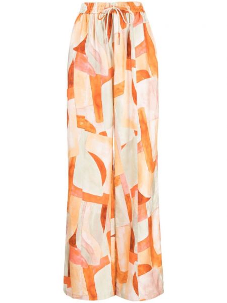 Nohavice s potlačou s abstraktným vzorom Acler oranžová