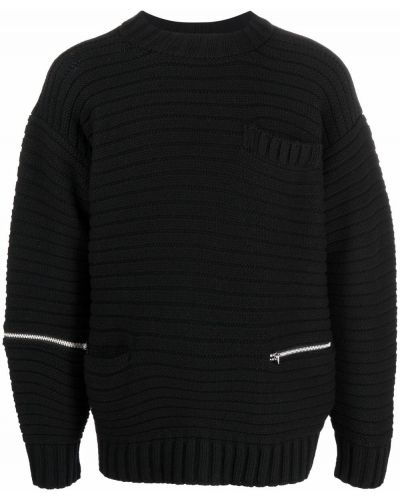 Jersey con cremallera de tela jersey Sacai negro
