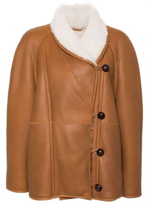Kožený kabát Isabel Marant hnědý