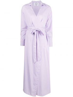 Pruhované bavlněné midi šaty s potiskem Evi Grintela fialové