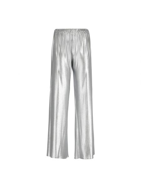 Szerokie spodnie z wiskozy Antonelli Firenze srebrne