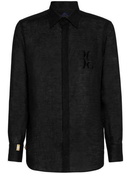 Lininė siuvinėta marškiniai Billionaire juoda