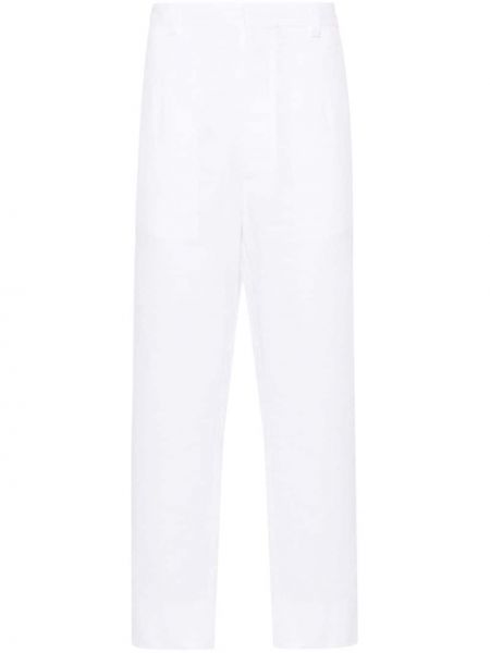 Lněné kalhoty Prada bílé