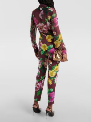 Kvetinové bavlnené rovné nohavice s nízkym pásom Dolce&gabbana