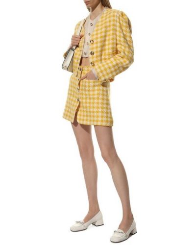 Хлопковый шерстяной пиджак Miu Miu желтый