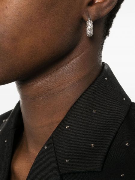 Boucles d'oreilles à imprimé à boucle en cristal Jil Sander argenté