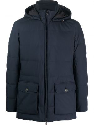 Πουπουλένιο παλτό με κουκούλα Corneliani μπλε